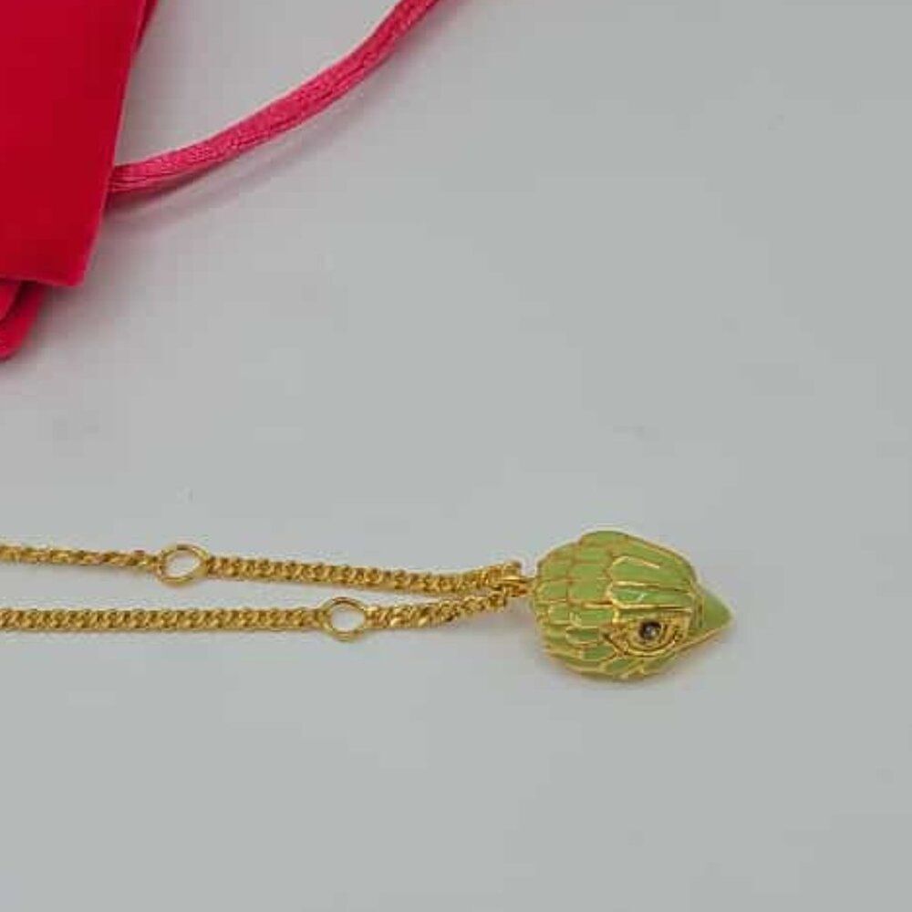 Kurt Geiger Green Enamel Eagle Gold Tone Pendant Necklace NWT!  NEW! - Picture 4 of 9